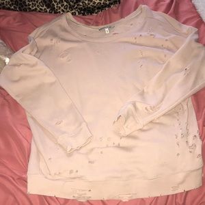 Express one eleven distressed sweatshirt